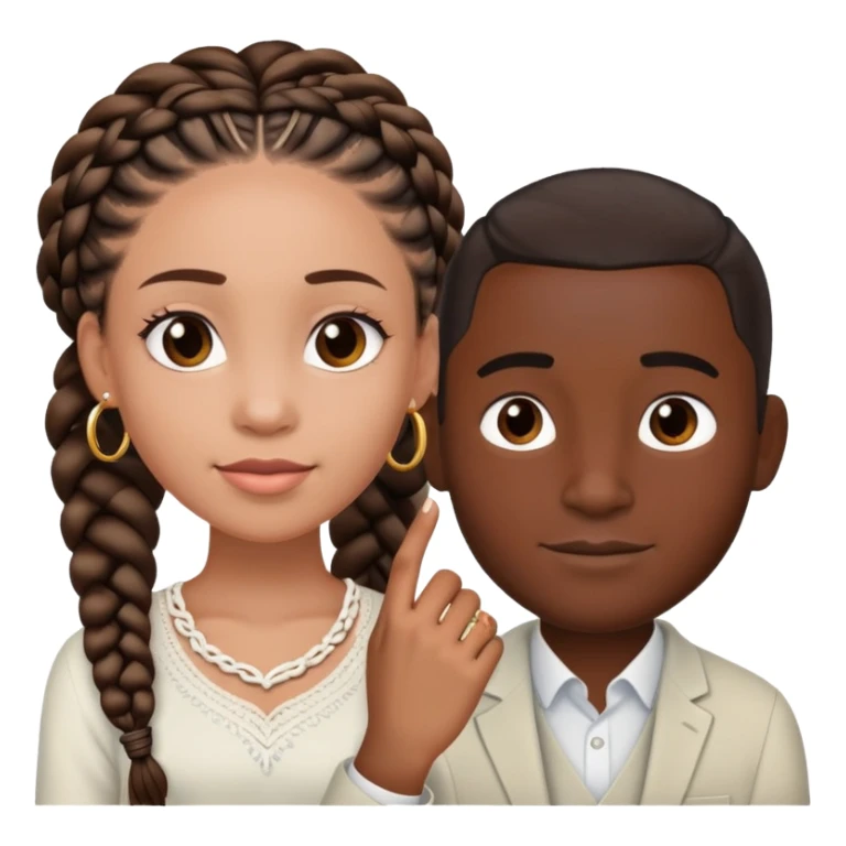 lighter black girl with braids w her darkskin man with her visible wedding ring   sticker
