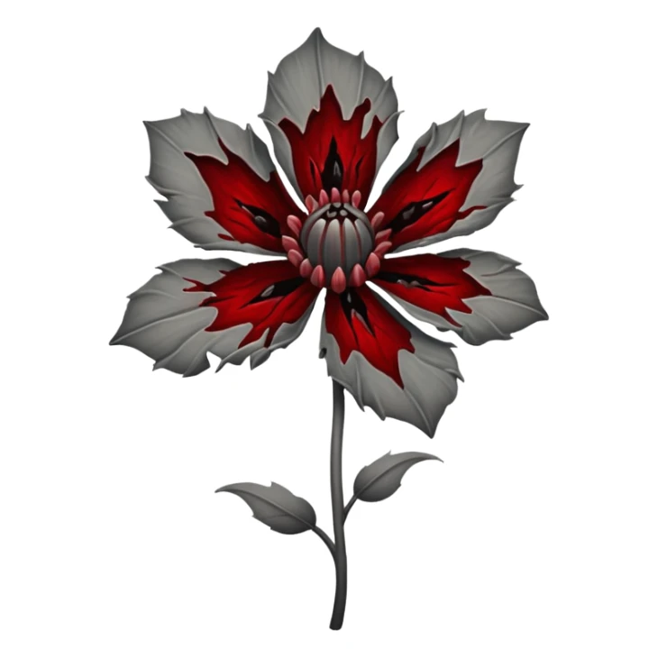 Grey creepy flower with red and blood on inside sticker