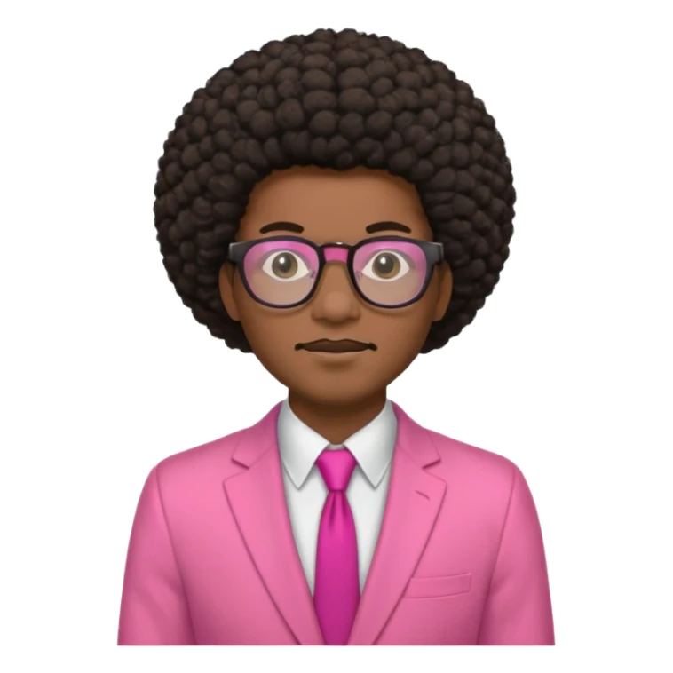 afro hair man pink suit glasses sticker
