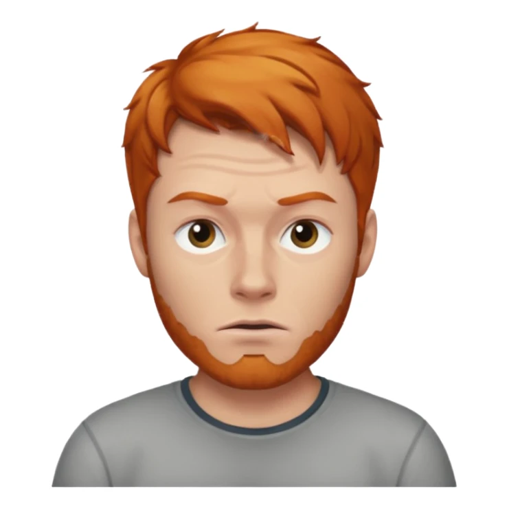 The 🤨 raised eyebrow emoji but with short ginger hair (a man) sticker