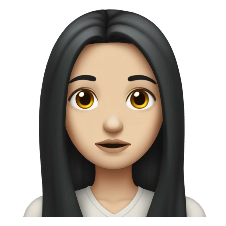 sad white girl with long black hair sticker