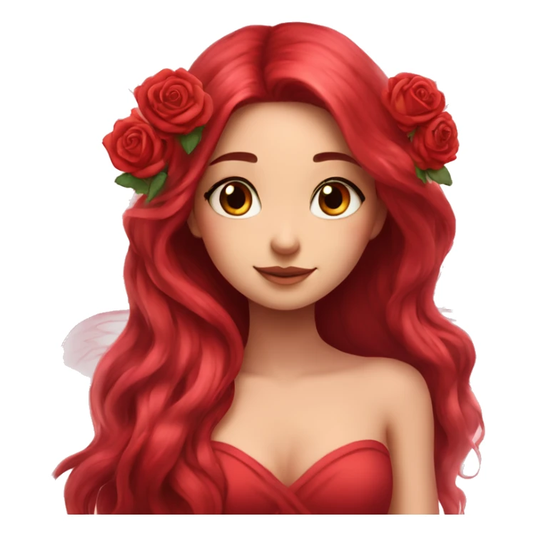 big wings, rose, Beautiful, fairy, red, long hair sticker