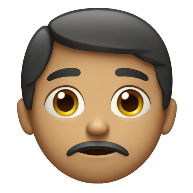 Draw a sad face: downturned eyebrows, dull eyes, frowning mouth. Simple background, natural skin tone, and focus on details that express sadness sticker