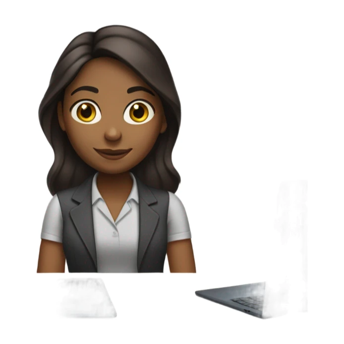 Medium hair Brown girl, computer science intern with a laptop  sticker