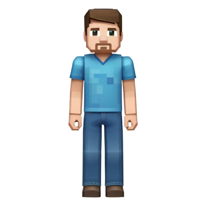 Minecraft Steve character full body with blue shirt and jeans, pixelated blocky style sticker