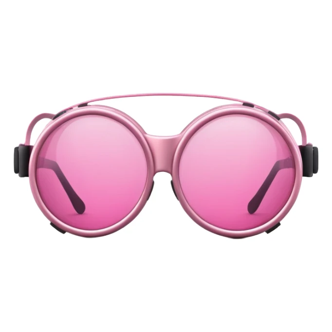 pink tinted welding goggles, round pink lenses, minimal frame, safety glasses sticker