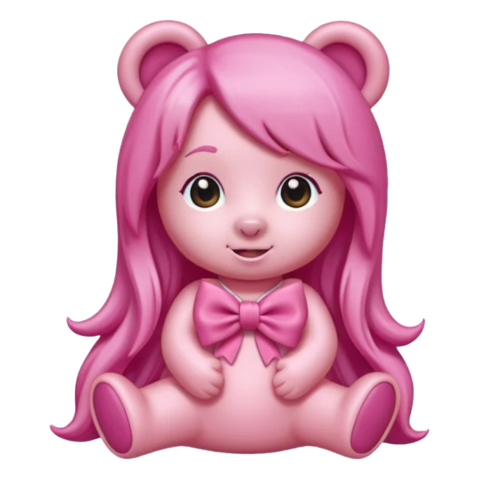 gummy bear with long hair and a hairbow sticker