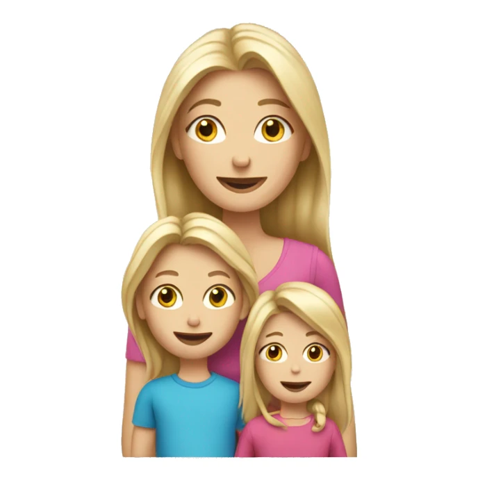 Long blonde hair mum with son and daughter  sticker