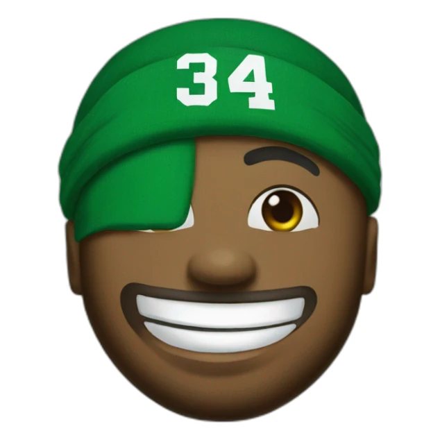 Paul Pierce with green headband and "CELTICS" and "34" written on jersey sticker