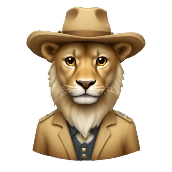 un leon con sombrero al lado de una fotocopiadora sticker