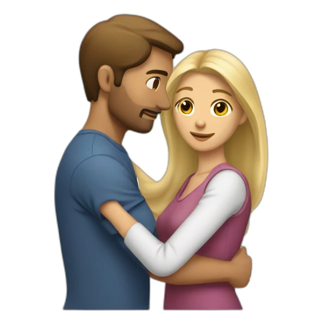 Femme brune et homme blond qui s’embrasse sticker