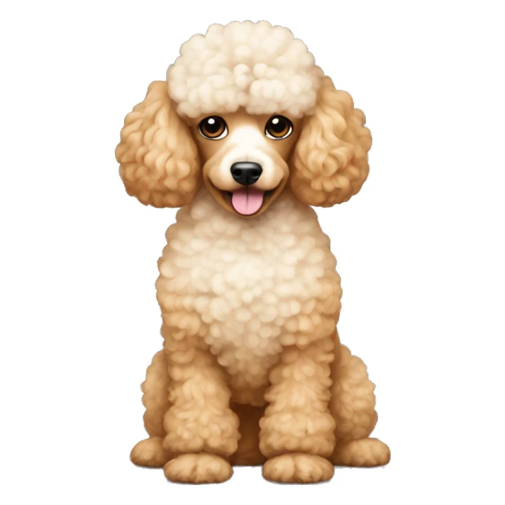 Apricot poodle with white chest sticker