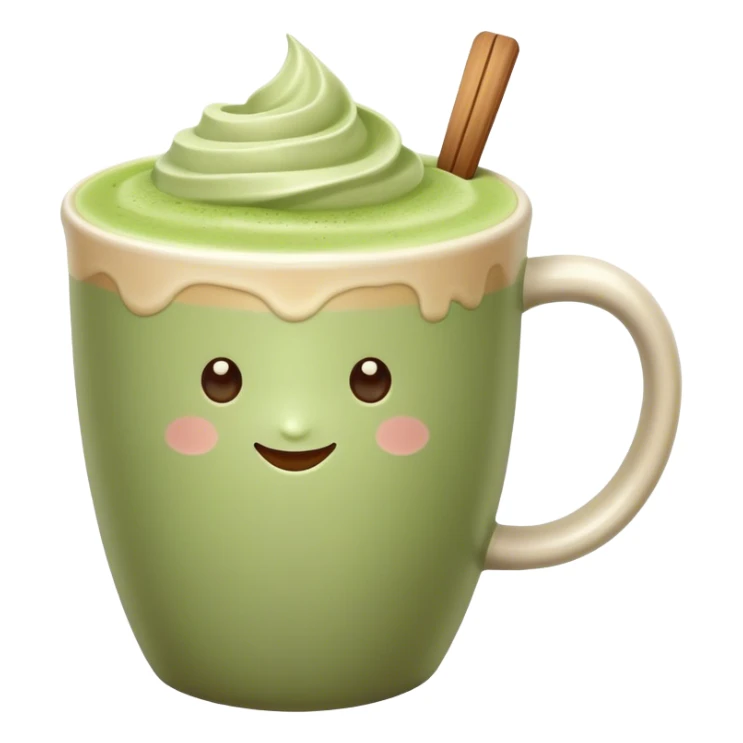 realistic Matcha latte in realistic beige colored mug sticker