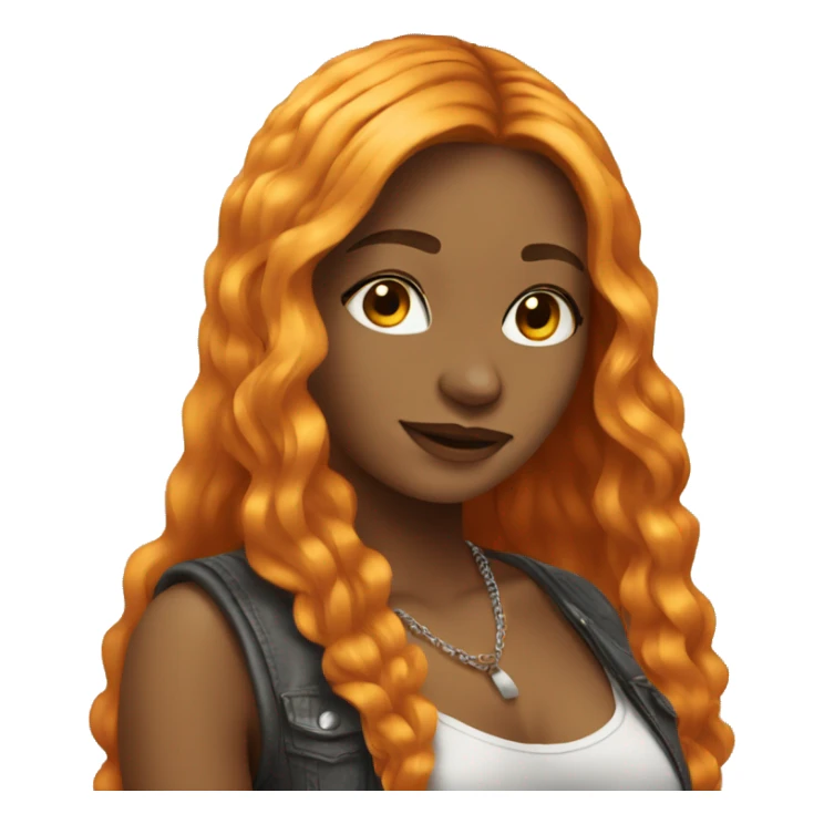Girl Dj Orange long hair sticker