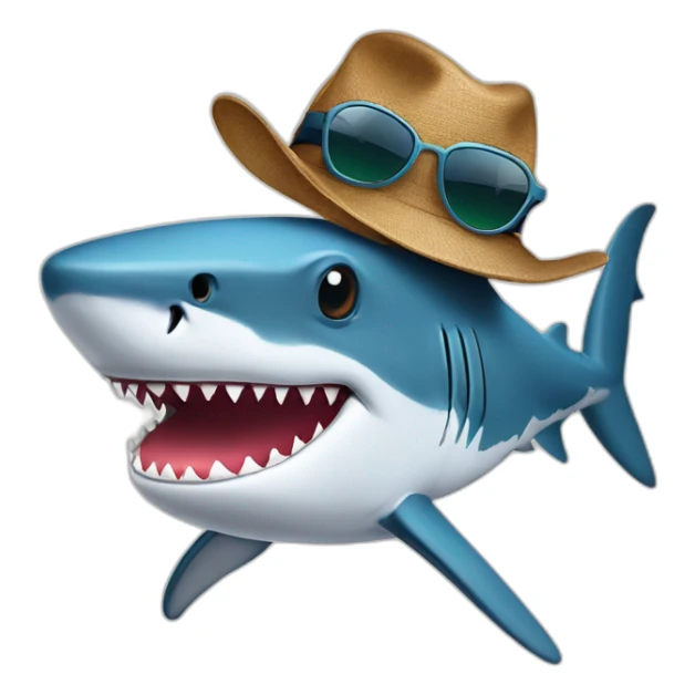 Shark with sunglass, hat tee-shirts, jeans and hat sticker