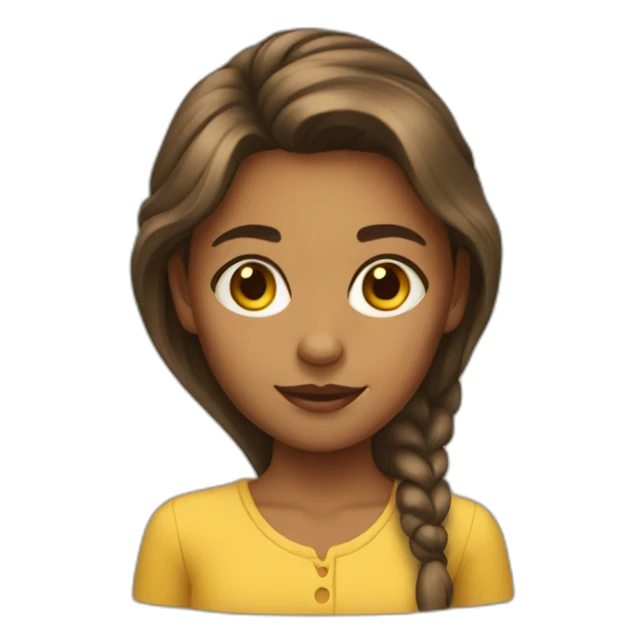 Girl with brown long yellow skin sticker