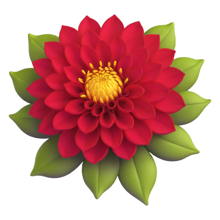 dahlia flower with yellow center and red petals sticker