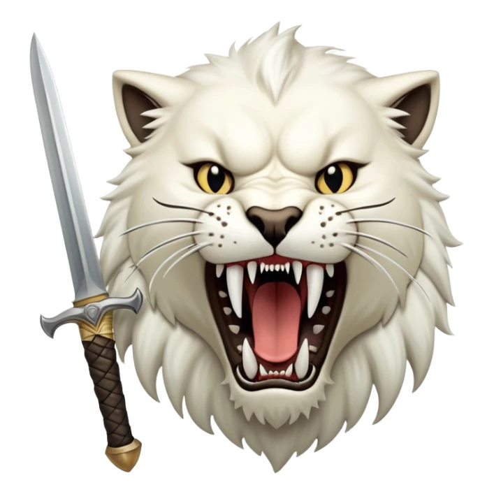 saber-toothed cat with absurdly long, sword-like canine teeth that are longer than its entire head, comically exaggerated fangs sticker