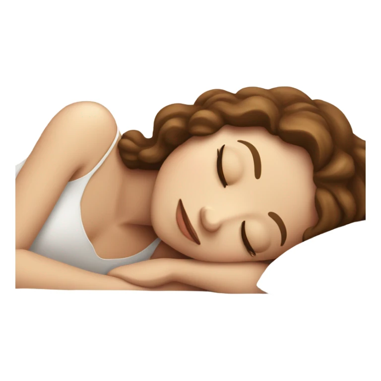 White girl with wavy brown hair sleeping on white pillow sticker