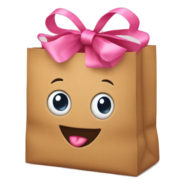 Realistic grocery bag with pink bow sticker