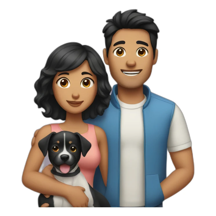 couple with black hair and 2 dogs sticker
