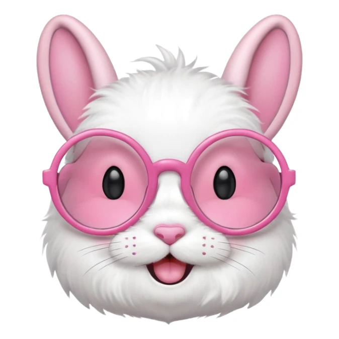 Pink bunny with big circular glasses, smiling. sticker