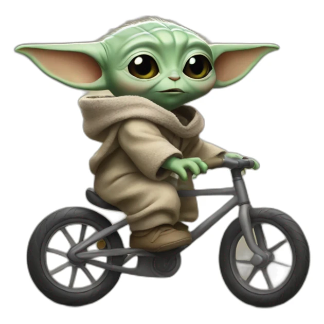 baby yoda riding a bike sticker