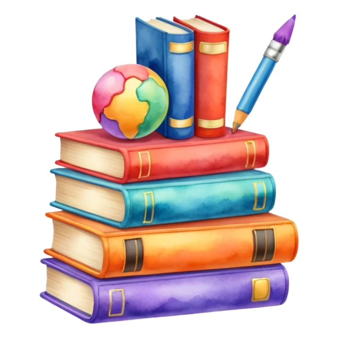 watercolor books and toys sticker