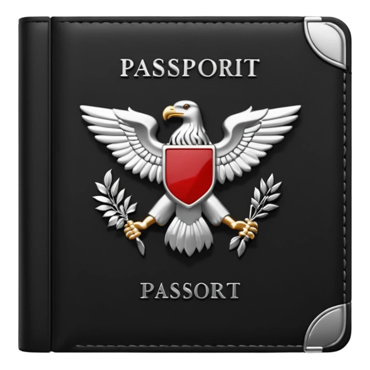 black passport with minimal silver details sticker
