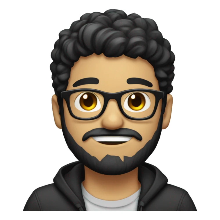 streamer boy with glasses, black hair, black beard,  sticker