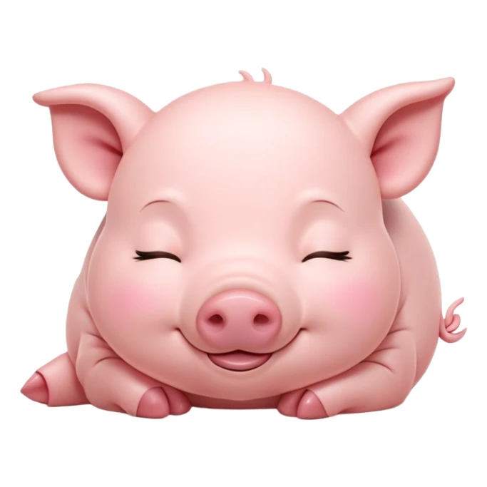 Meme-Worthy Cute Sleeping Piglet Portrait Emoji, Head resting peacefully with a contented smile, showcasing a delightfully tiny build and a luxuriously soft rosy-pink hide, eyes shut in a serene, restful nap, Simplified yet hilariously adorable features, highly detailed, glowing with a soft, drowsy light, high shine, relaxed and utterly lovable, stylized with an air of playful laziness, bright and heartwarming, soft glowing outline, capturing the essence of a comically sleepy piglet, so meme-worthy it feels like it could instantly become the next viral sensation of adorable slumber! sticker