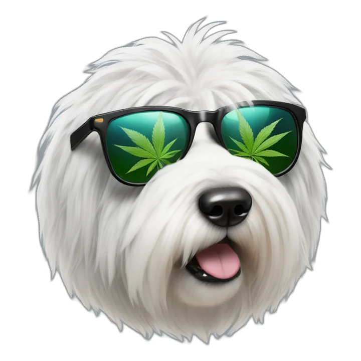 English sheepdog smoke cannabis with sunglasses realist sticker