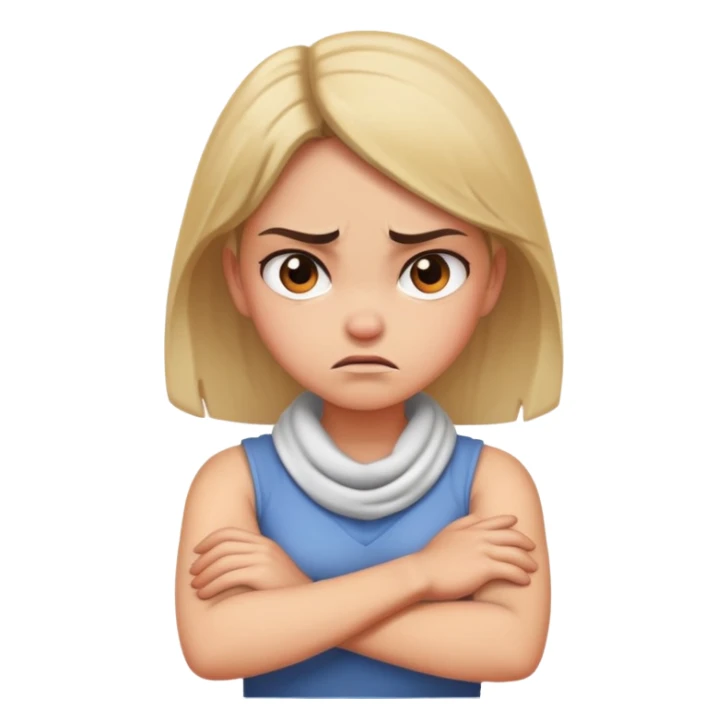 Angry girl with arms crossed around neck  sticker