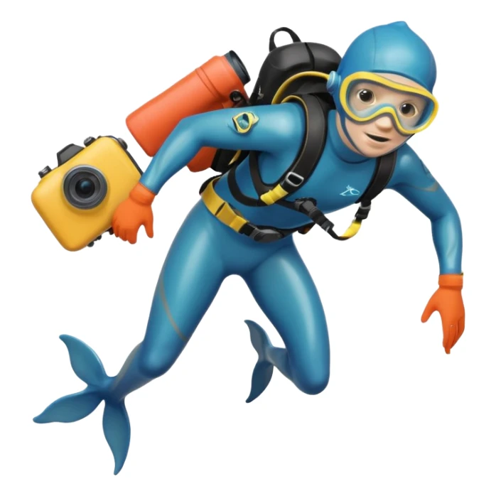 A brave dolphin diver in flippers and mask, exploring coral with a waterproof camera.

 sticker