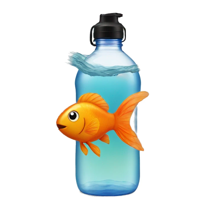 Orange fish swimming in water bottle sticker