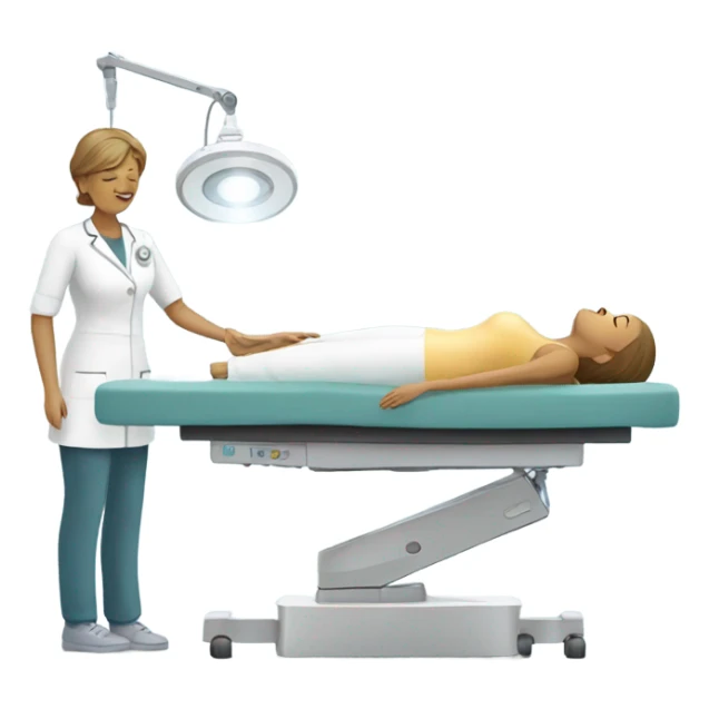 Woman doing radiotherapy on her client sticker