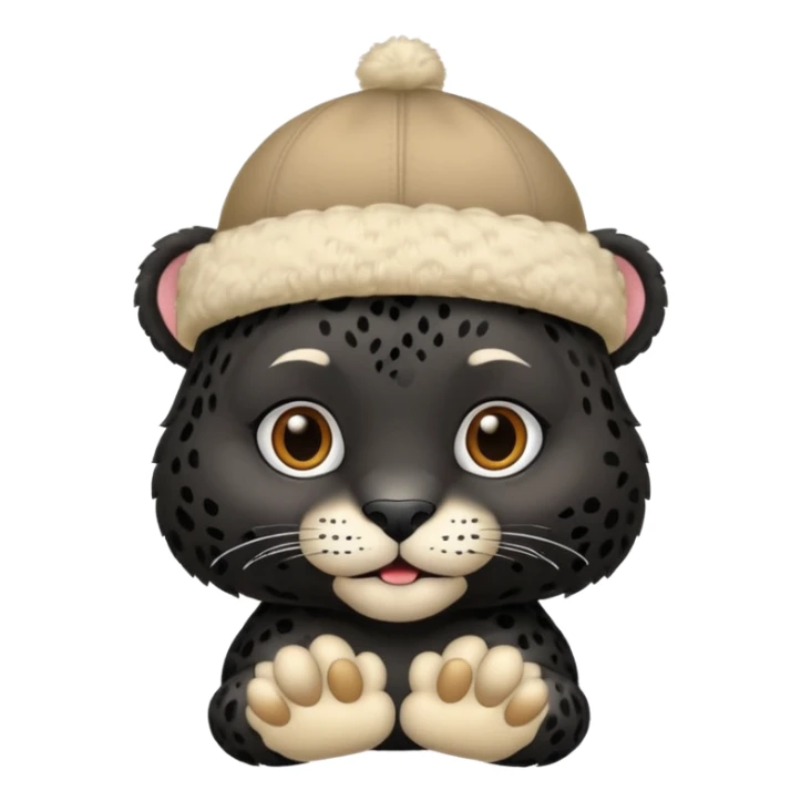 A black jaguar wearing a baby hat sticker