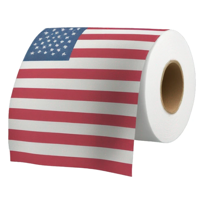 America flag on a toilet paper  sticker
