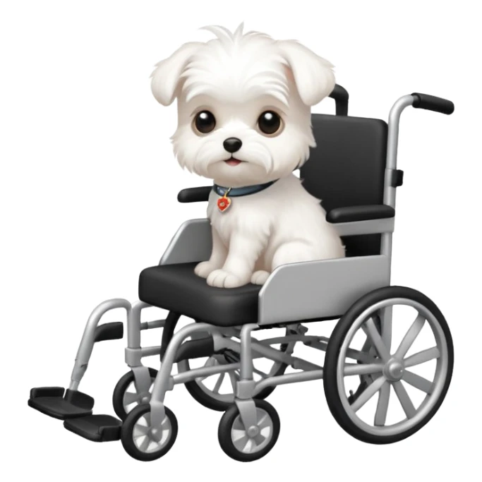 White Maltese puppy in wheelchair  sticker