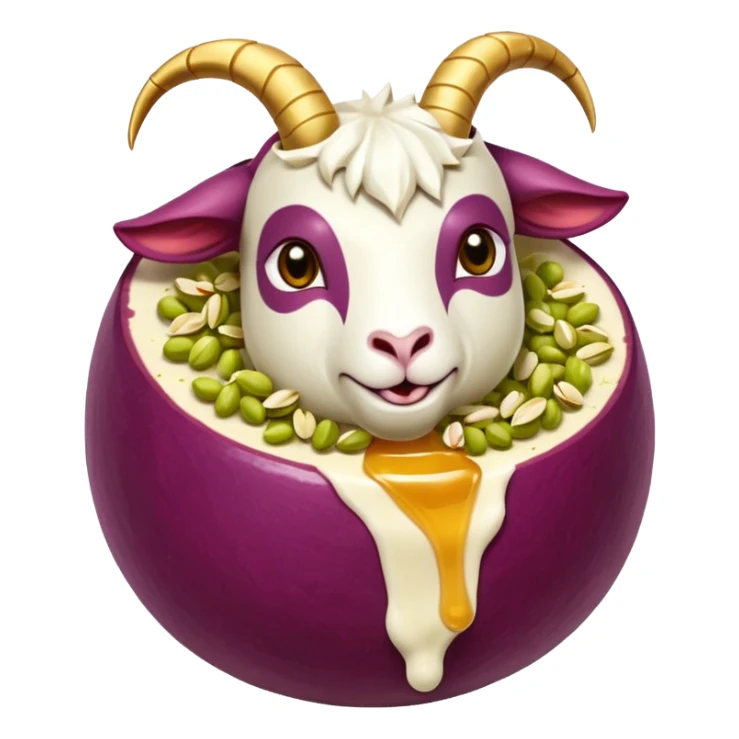 goat ball- a red seedless grade enrobed in goat cheese rolled in crushed pistachios and drizzled with honey sticker