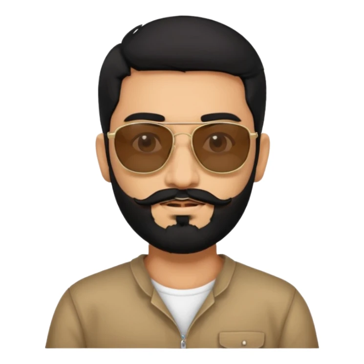 Indian man with  black hair and beard and black sunglasses sticker