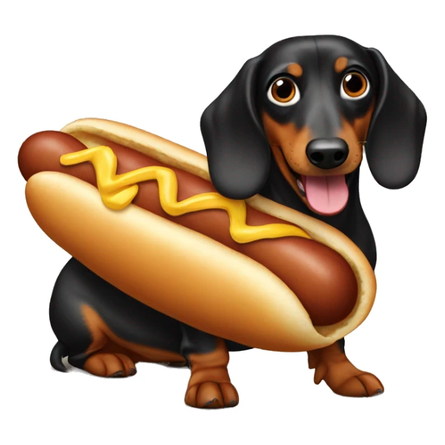 Wiener dog is a hot dog costume sticker