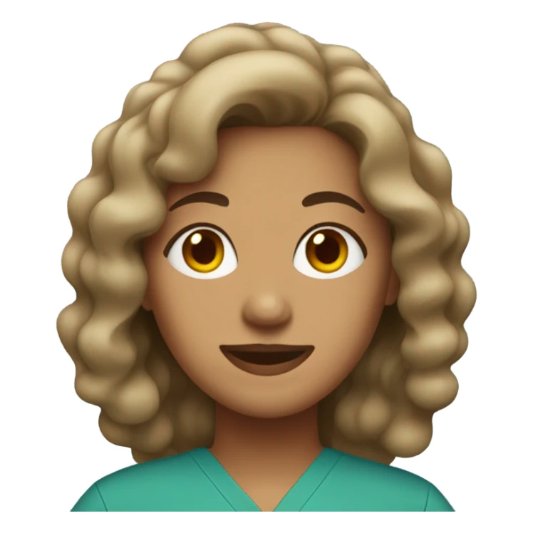 tan woman with wavy hair in scrubs sticker