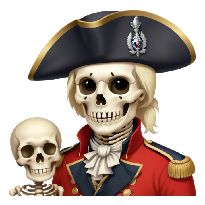 British redcoat soldier 1700s revolutionary war with a skeleton face sticker