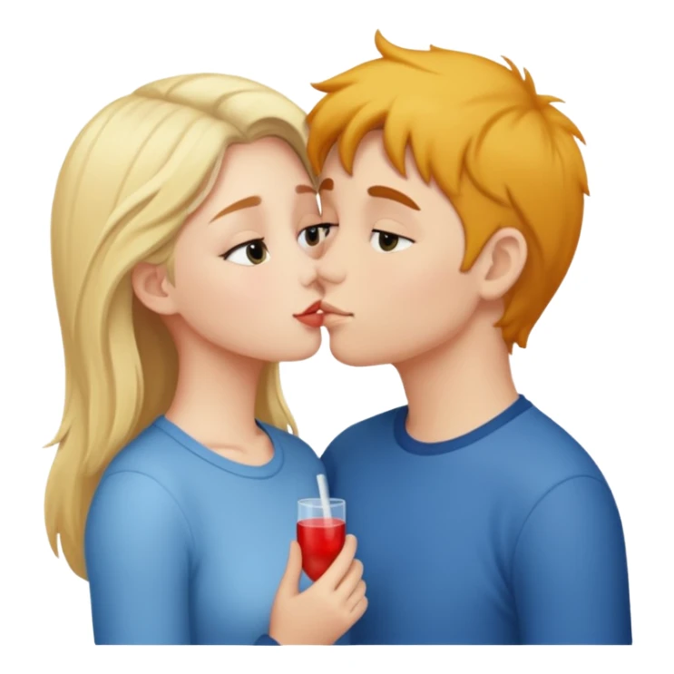 A cute girl kissing a boy  sticker