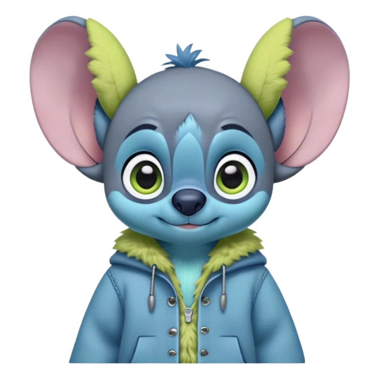 Stitch with royal greys tenue in the colours yellow and green sticker