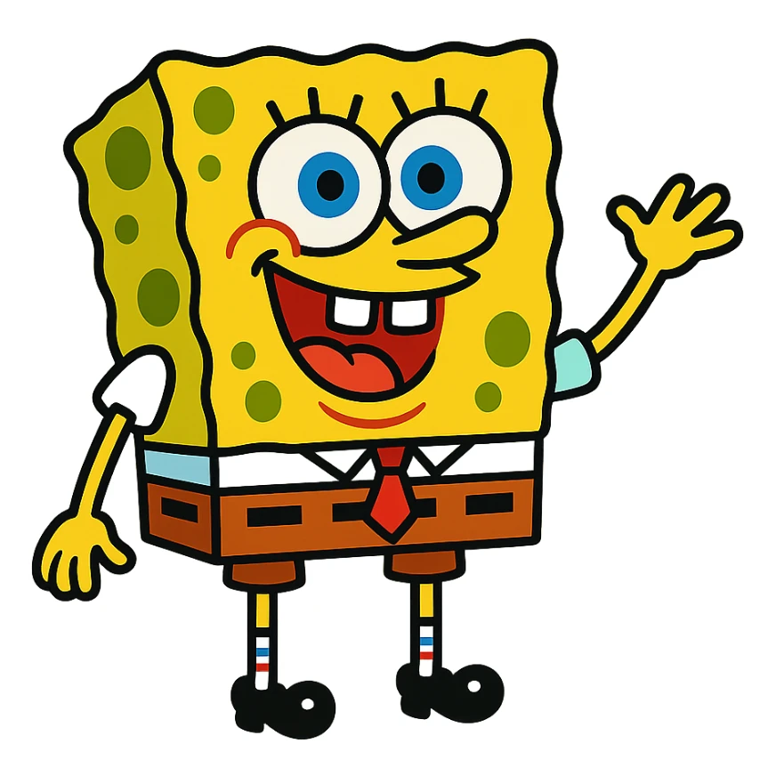 Spongebob Squarepants, cartoon style, bright colors, cheerful expression sticker