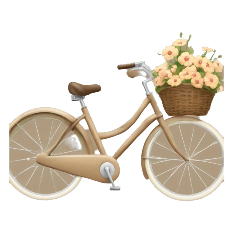 vintage light brown bike with flowers in basket sticker