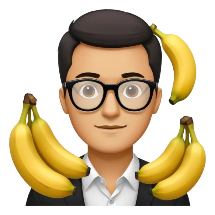 a man with black glasses around bananas sticker