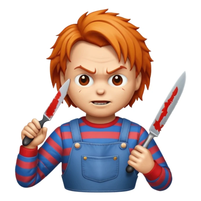 Un emojin de chuky effrayant avec un couteau à la main  sticker